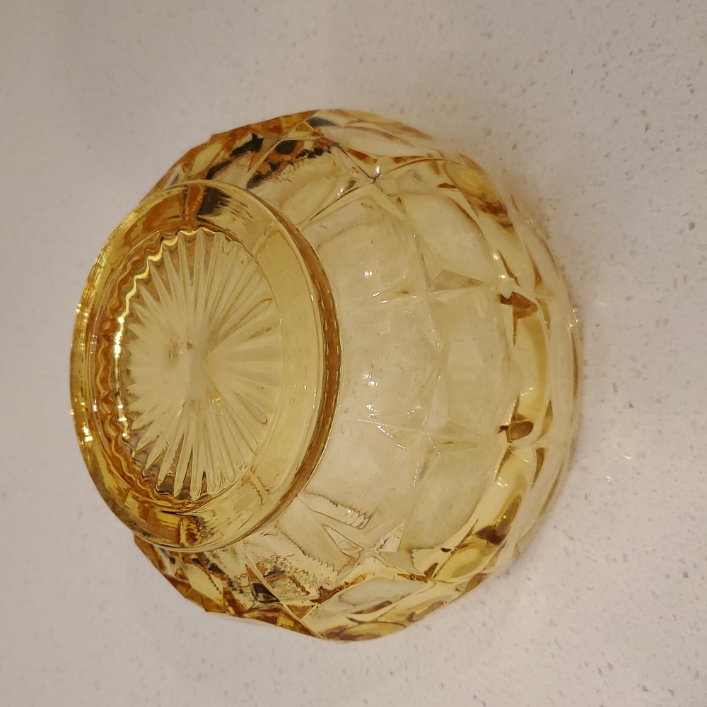 Indiana Glass Tiara Yellow Mist Constellation Candy Nut Bowl Vintage - Picture 6 of 7
